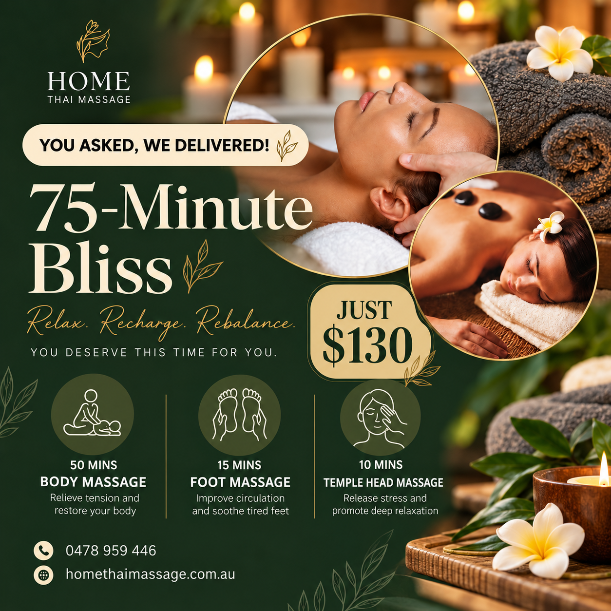 Spring Promotion: 75-Minute Bliss $130